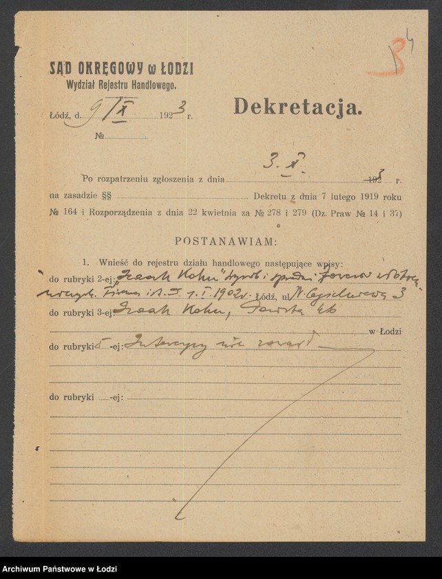 Obraz 6 z jednostki "Izaak Kohn- wyrób i sprzedaż towarów włókienniczych"