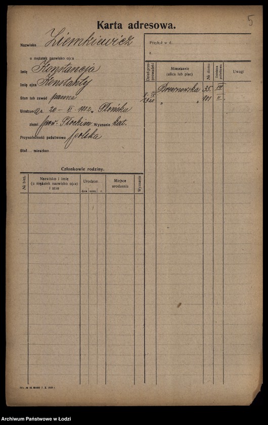 image.from.unit.number "[Spis ludności Łodzi] Ziemkiewicz - Zilberband"