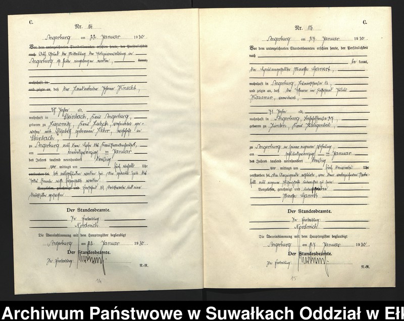 image.from.unit.number "C2. Sterbe - Register (Neben - Register) Standesamt Angerburg Ostpr. einschl. der Standesamtsbezirk Gross Strengeln, Kehlen und Prinowen"