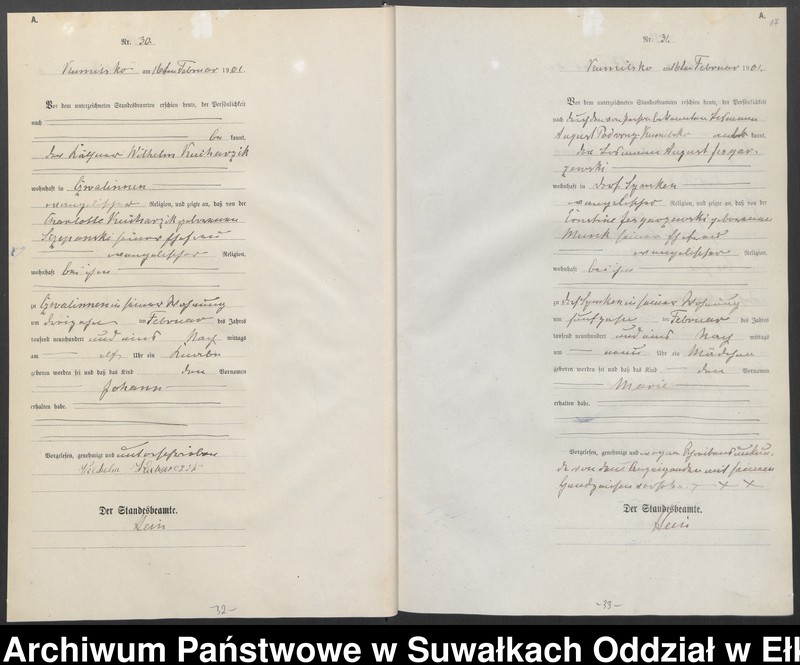 image.from.unit.number "Geburts-Haupt-Register des Königlichen Preussischen Standes-Amtes Kumilsko Kreis Johannisburg"