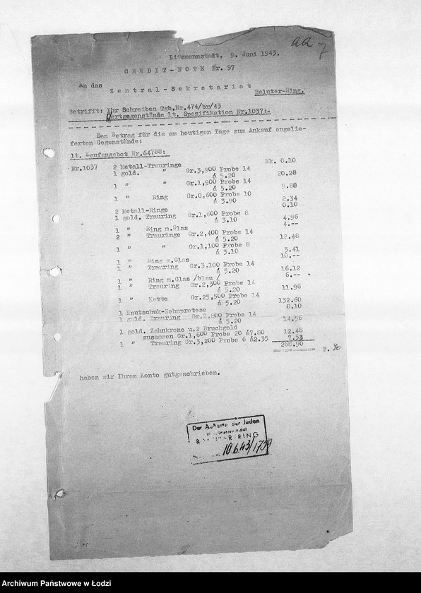 Obraz 10 z jednostki "[Korespondencja PSŻ z wydziałami i resortami getta w różnych sprawach]"