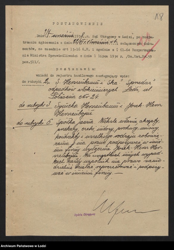 Obraz 20 z jednostki "Symcha Herszenbaum, Josek Hersz Herszenbojm- sprzedaż odpadków włókienniczych"