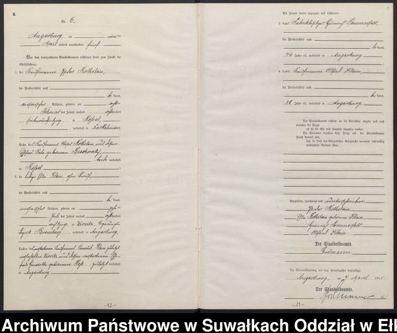 image.from.unit.number "Heirats-Neben-Register des Preussischen Standes-Amtes Angerburg Kreis Angerburg"