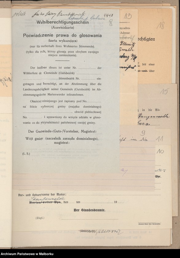image.from.unit.number "Volksabstimmungsausschuss in Stangenwalde, Kreis Rosenberg Einsprüche [Wydział Plebiscytowy w Słupnicy, obwód suski Reklamacje]"