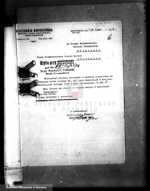 image.from.unit.number "Mleczarnia krotoszyńska, Spółka z nieogr. odpowiedzialnością w Krotoszynie nr woj. kotła 21"