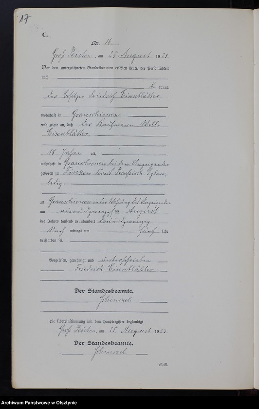 image.from.unit.number "Sterbe-Neben-Register Nr 1 - 23 [ Księga zgonów - wtóropis ]"
