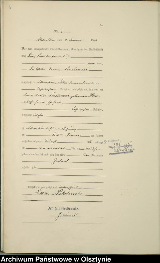 image.from.unit.number "Geburts-Haupt-Register Tom I, Nr 1-398"