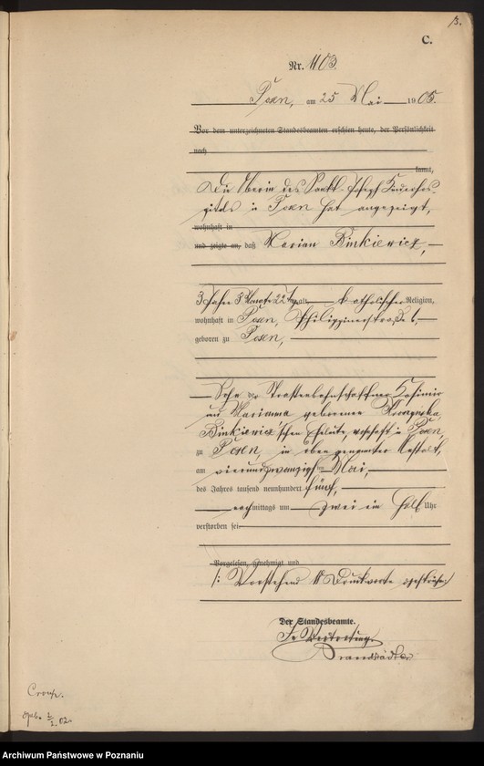 Obraz 5 z jednostki "Księga miejscowa zgonów tom III"