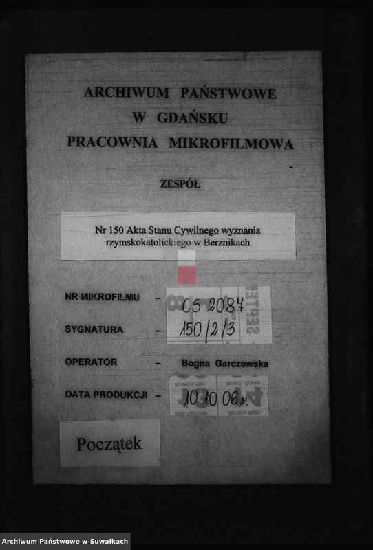 image.from.unit.number "Metryki czyli Wypisy służące do Akt Ślubnych Gminy Berzniki na Rok 1823"