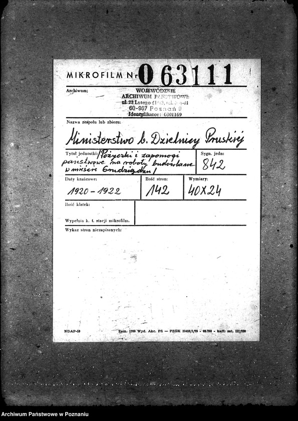 Obraz 2 z jednostki "[Pożyczki i zapomogi państwowe na roboty budowlane w mieście Grudziądzu]"