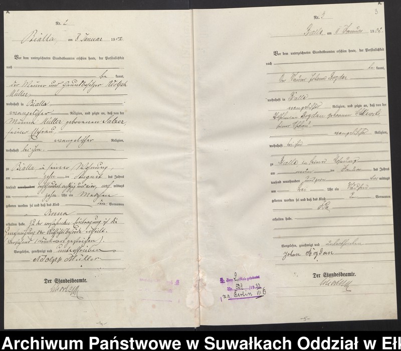 image.from.unit.number "Geburts-Haupt-Register des Königlichen Preussischen Standes-Amtes Bialla Kreis Johannisburg"