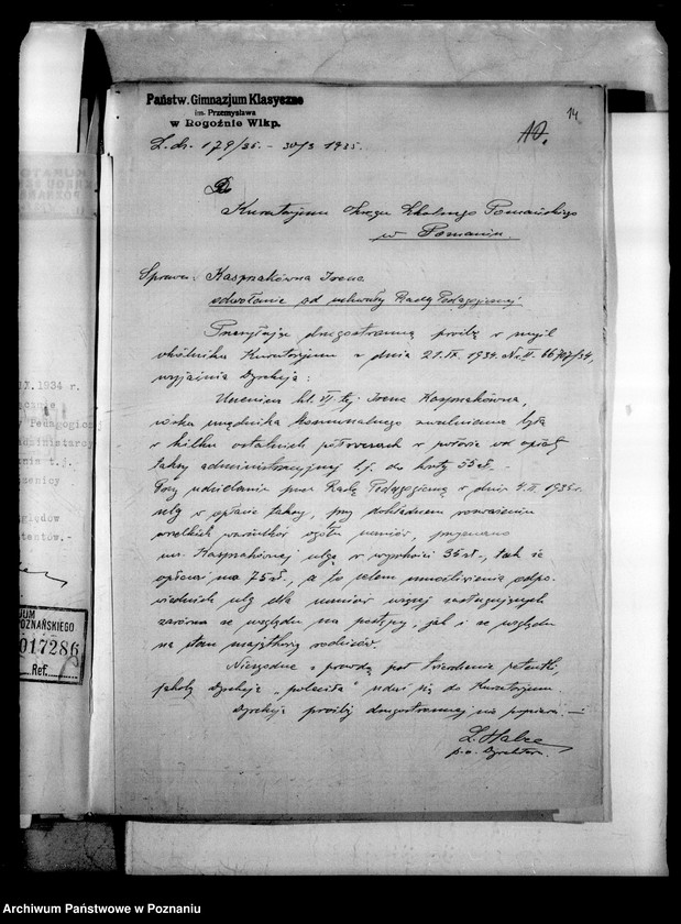 Obraz 17 z jednostki "Państwowe Gimnazjum imienia Przemysława - Rogoźno"