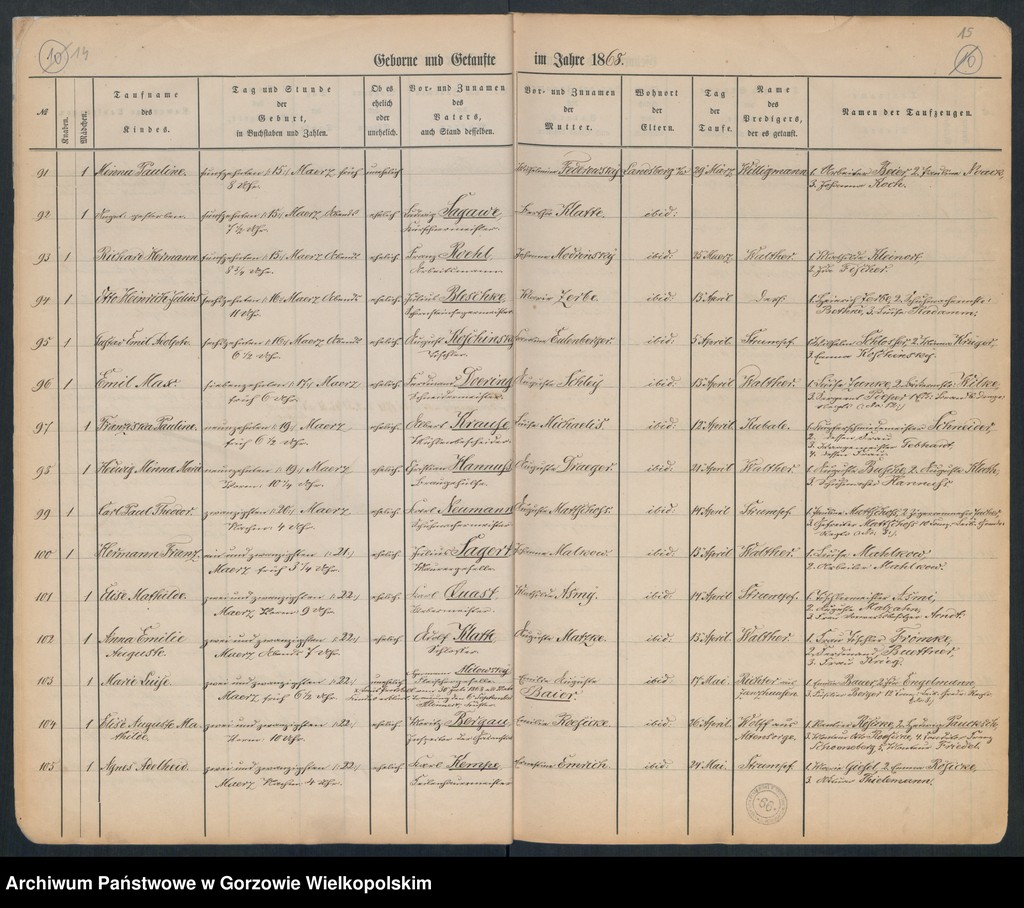 image.from.unit.number "Duplikate der Hauptkirche zu Landsberg an der Warthe (zawiera także księgę zgonów Konkordien, reformirte und Militair Kirchen Gemeinde z 1868 r.)"