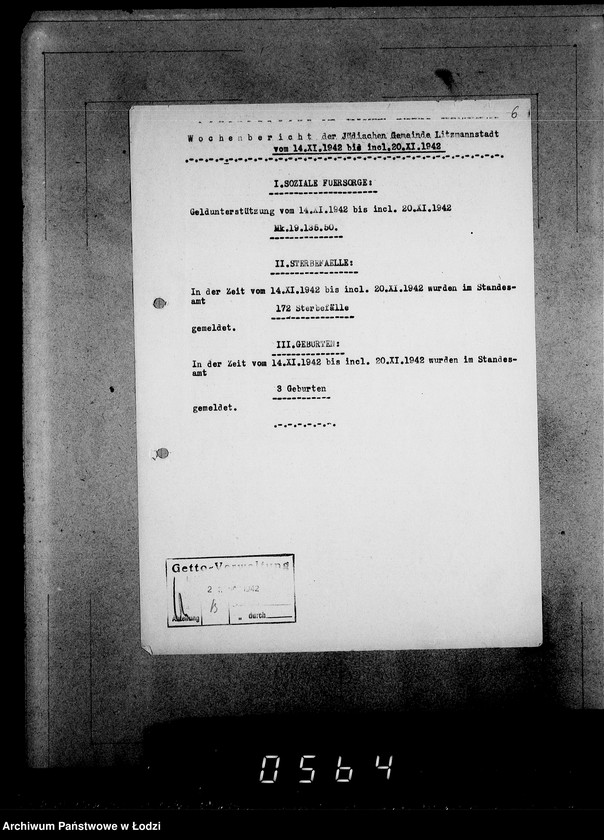 Obraz 10 z jednostki "Wöchentliche (monatliche) Tätigkeitsberichte des Ältesten der Juden"