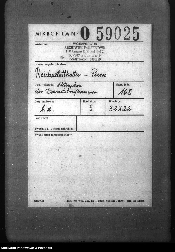 Obraz 2 z jednostki "Aktenplan der Dienststrafkammer"