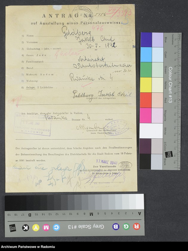 image.from.unit.number "[Wnioski o wydanie dowodów osobistych oraz nie odebrane dowody Goldberg, Goldfarb - Goldmann]"