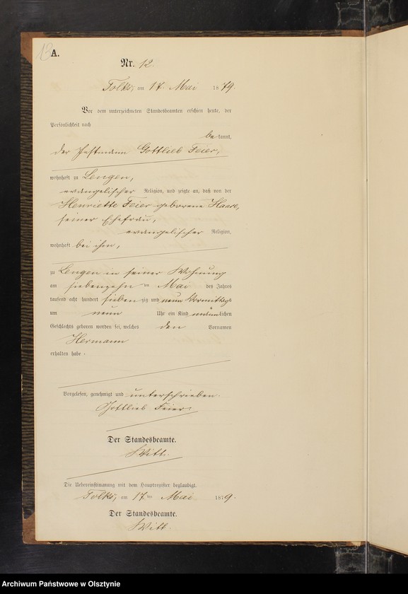Obraz 15 z jednostki "Geburts-Neben-Register Nr 1 - 33"