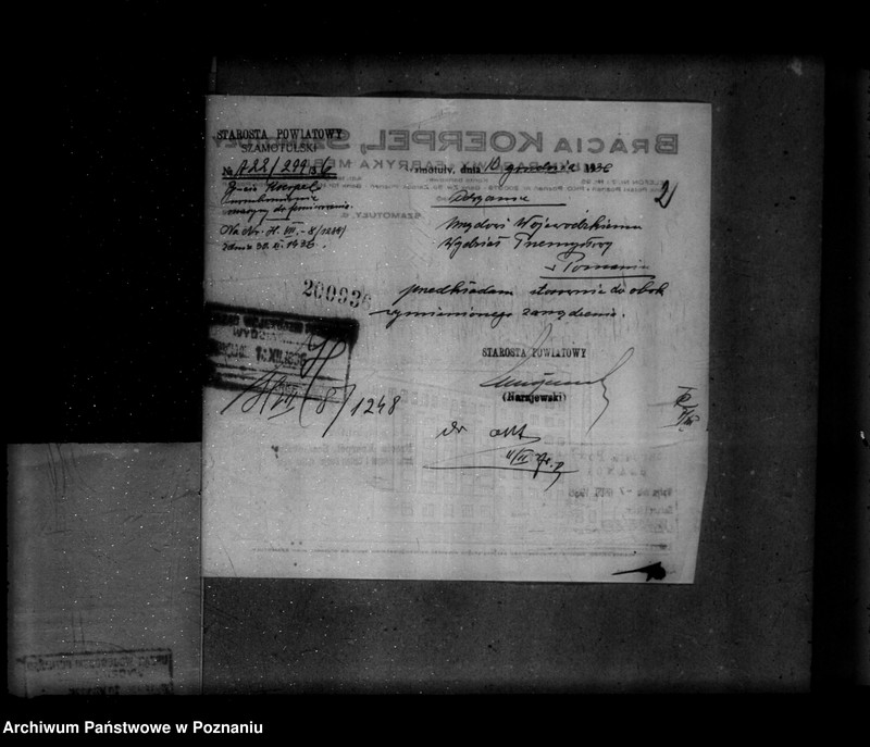 Obraz 6 z jednostki "Zatwierdzenie zakładu przemysłowego /fabryki mebli/ Bracia Koerpel w Szamotułach"