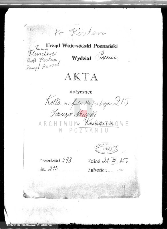 Obraz 4 z jednostki "Zarząd Miejski w Kościanie Rzeźnia Miejska nr woj. kotła 215"