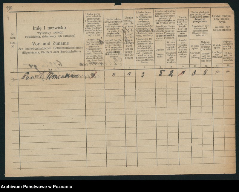 Obraz 6 z jednostki "[Spis personelu rolnego zatrudnionego w powiecie szamotulskim - wykazy zatrudnionych w poszczególnych gospodarstwach rolnych]"