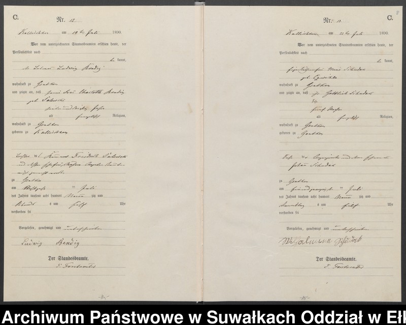 image.from.unit.number "Sterbe-Haupt-Register des Königlichen Preussischen Standes-Amtes Kallischken Kreis Johannisburg"