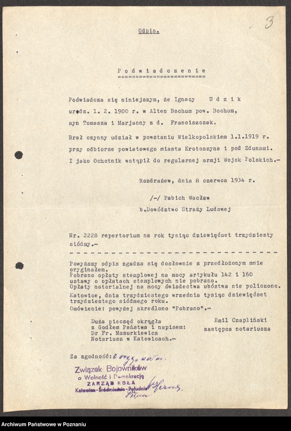 Obraz 16 z jednostki "Życiorysy powstańców wielkopolskich: U - V."