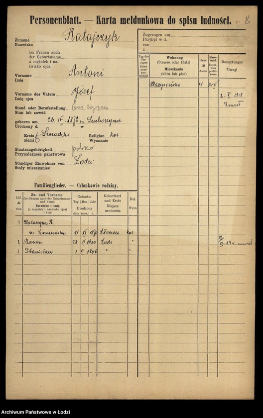 image.from.unit.number "[Spis ludności Łodzi] Ratajczyk-Ratke"