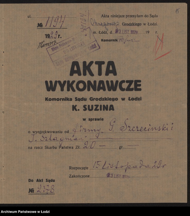 Obraz 17 z jednostki "Abram Josef Szlagman, Gerszon Szczeciński – wyrób materiałów włókienniczych"