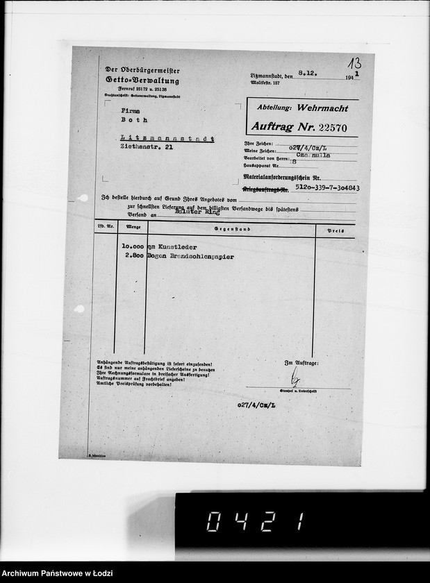Obraz 17 z jednostki "Aufträge 22520-23089. Wehrmacht"