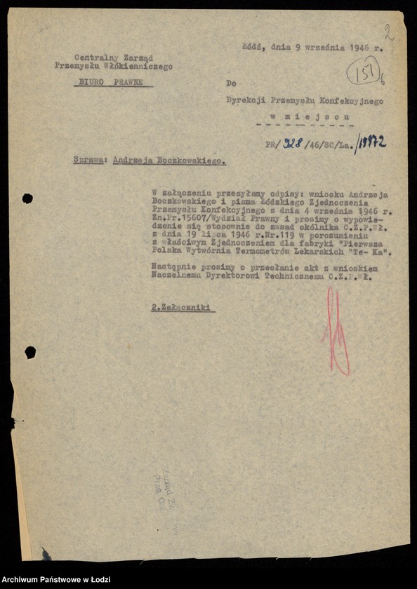 Obraz 4 z jednostki "[Korespondencja w sprawie reprywatyzacji urządzeń biurowych Fabryki Termometrów oraz lokalu fabrycznego w Łodzi ul. Dowborczyków 37]"