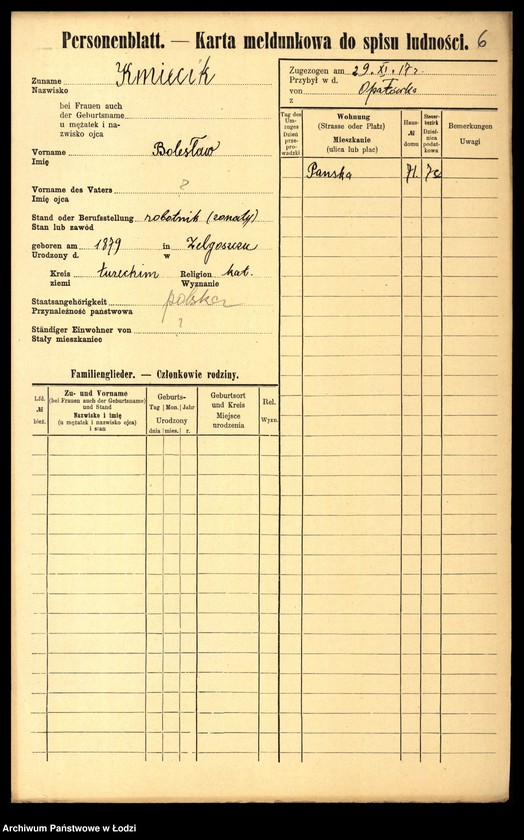 Obraz 8 z jednostki "[Spis ludności Łodzi] Kmiecik - Knittel"