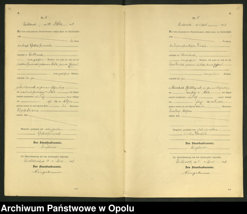 Obraz 10 z jednostki "Geburts-Register (Neben-Register) Standesamt Roschkowitz 1911 No.1 bis 49"
