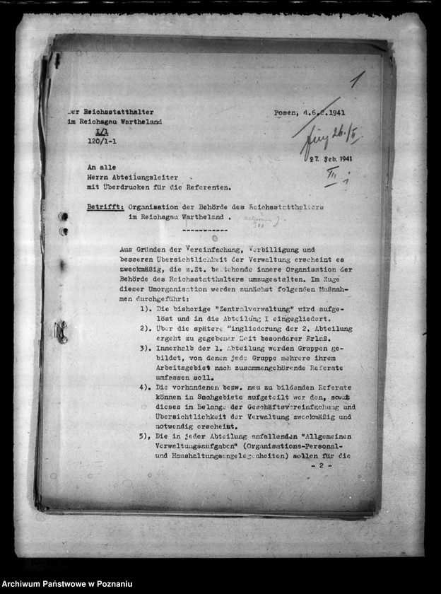 Obraz 5 z jednostki "Organisationsangelegenheiten. Landjahrverwaltung. Schulaufsicht über Volks- und Haupt- Schulen. Tätigkeitsbericht der Berufs- und Fachschulen"