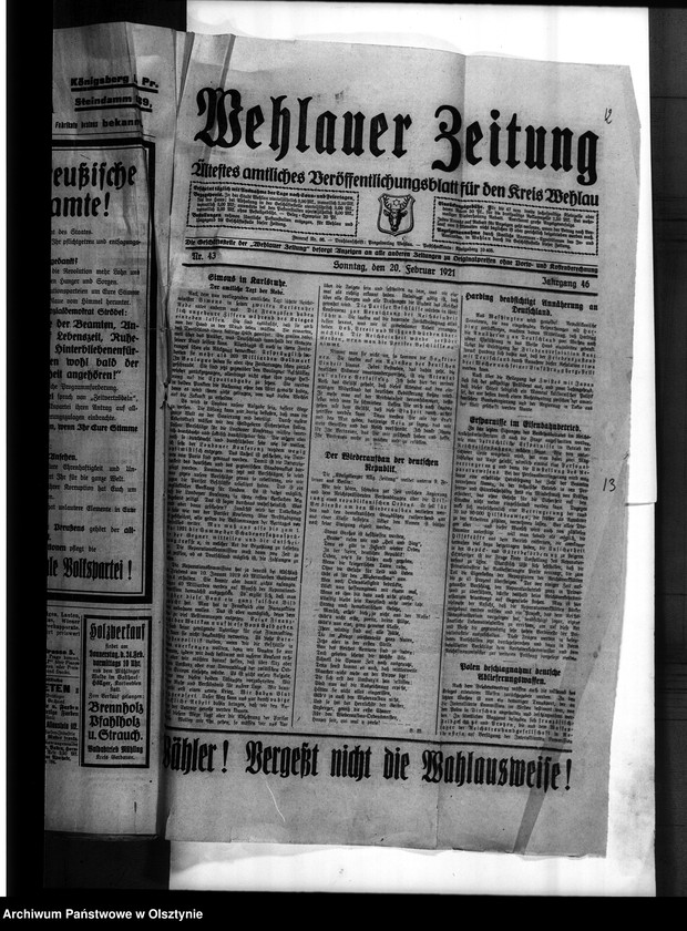 image.from.unit.number "Disziplinarverfahren gegen den Kreis-Sekretär newger [Arthur] in Wehlau"