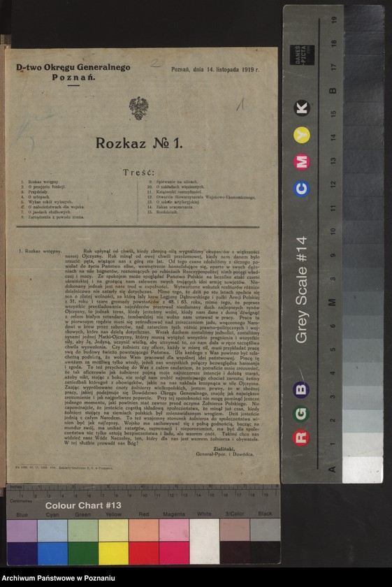 Obraz 3 z jednostki "/Rozkazy Dowództwa Okręgu Generalnego w Poznaniu/, nr 1-6."