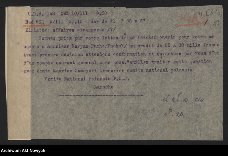 image.from.unit.number "Sprawozdania z funduszu dyspozycyjnego. Korespondencja w sprawach finansowych"