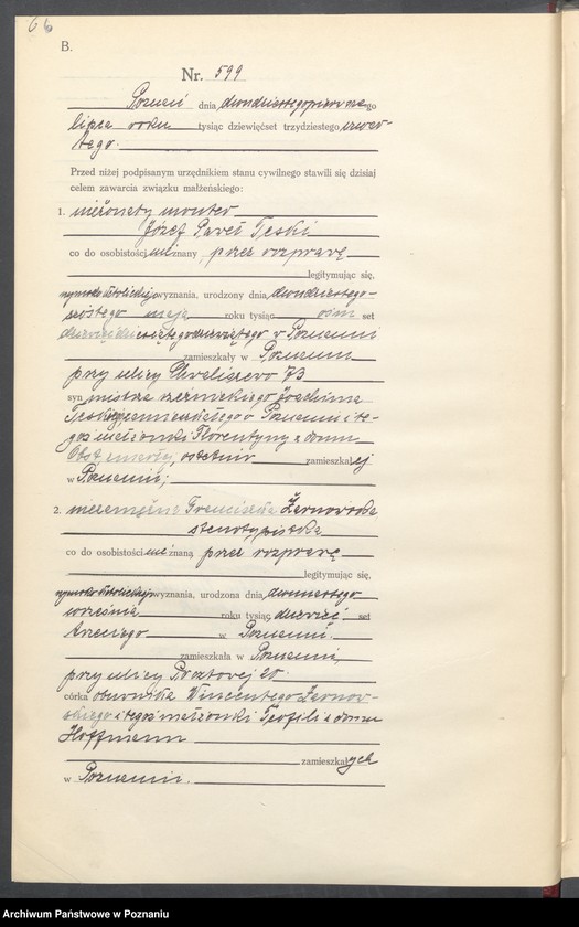 Obraz 8 z jednostki "Księga miejscowa małżeństw tom III [Rejestr główny małżeństw]"