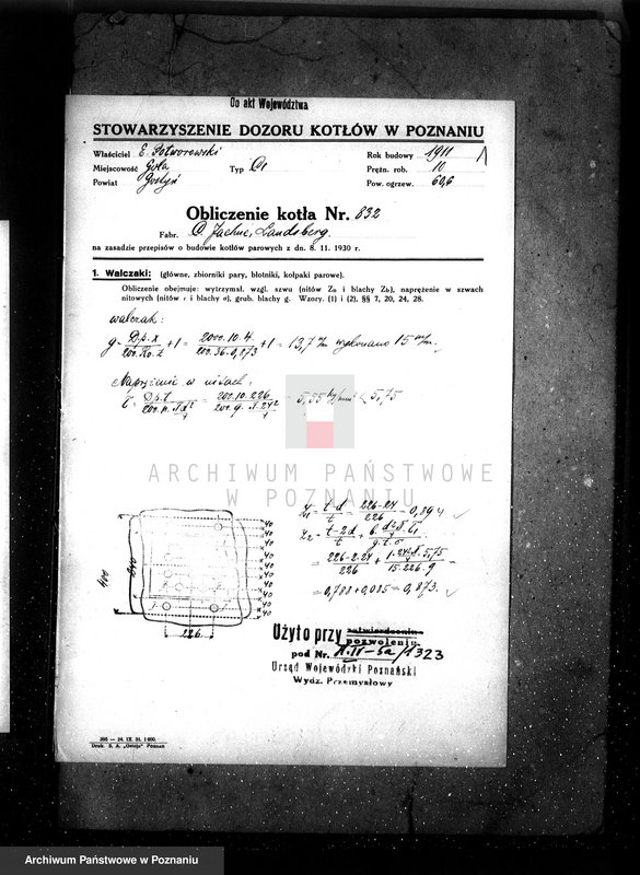 Obraz 5 z jednostki "Gorzelnia rolnicza w maj. Goli pow. Gostyński własność Edward Potworowski. nr woj. kotła 1323"