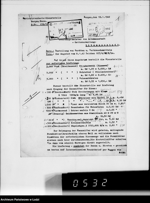 Obraz 5 z jednostki "Kriegsauftrag B N 239/11 Geräte u.Verbrauchsmitteln"