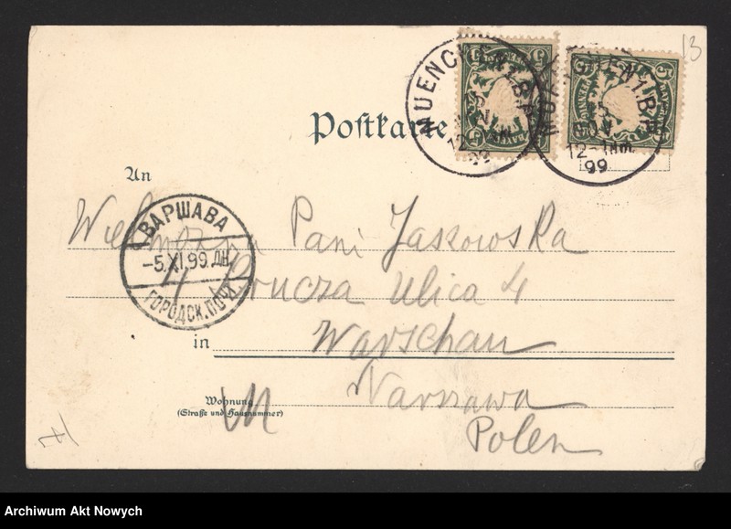 image.from.unit.number "Górski Wacław do Jaszowskiej Emilii; L.109"