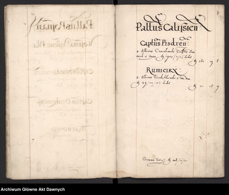 image.from.unit.number "Sumariusz pieniędzy i rejestr retenty piątej części z dochodów dóbr stołowych z terenów całej Rzeczpospolitej."