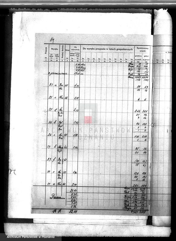 image.from.unit.number "Plan urządzenia gospodarstwa leśnego dla lasu majętności Białokosz powiat międzychodzki 1929-1939"