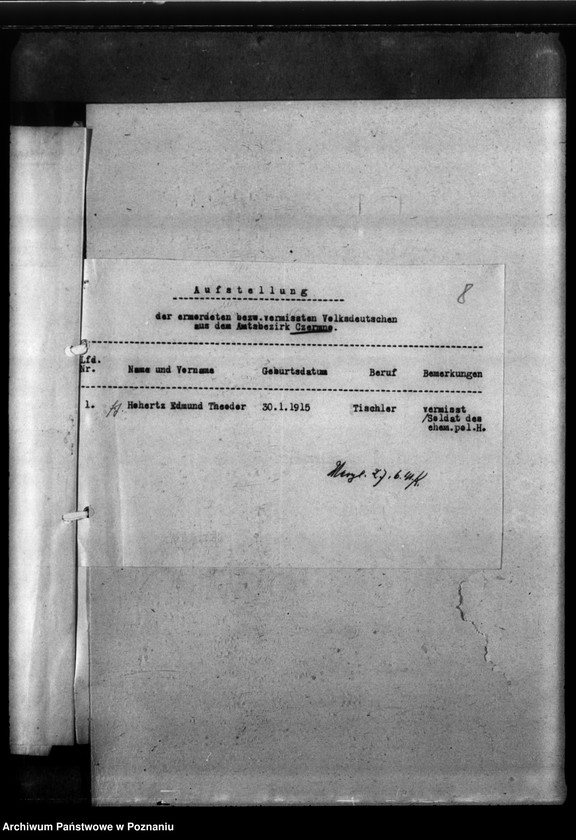 Obraz 13 z jednostki "Kreis Gostynin. Zgłoszenia zmarłych i zaginionych miejscowych Niemców w 1939 roku"