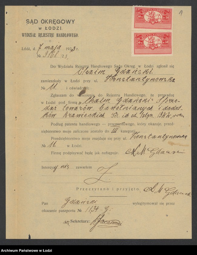 Obraz 3 z jednostki "Chaim Gdański – sprzedaż towarów bawełnianych i dodatków krawieckich"