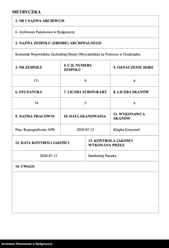 image.from.unit.number "Raporty Baonu I i Baonu II z powiatu grudziądzkiego do Powiatowej Komendy Zachodniej Straży Obywatelskiej w Grudziądzu"