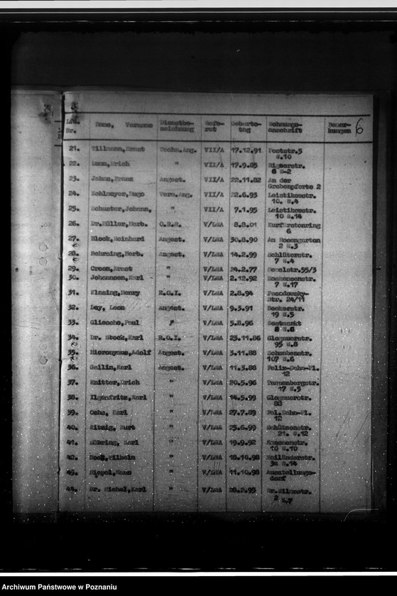 Obraz 10 z jednostki "Nachweisung der Gefolgschaftsmitglieder für den Nachtdienst"