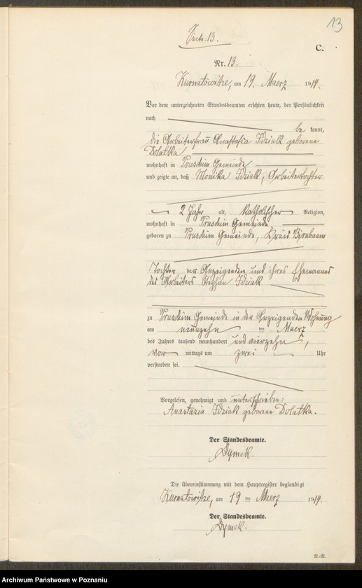 Obraz 15 z jednostki "Sterbe-Neben-Register"