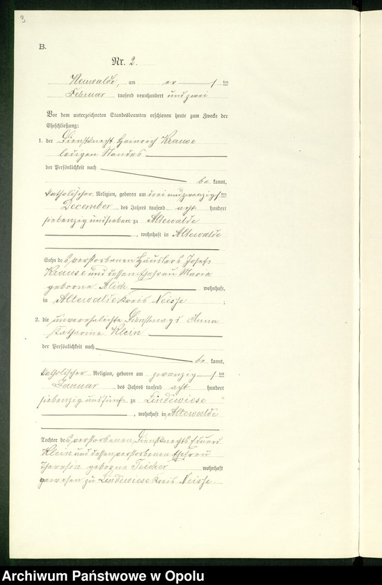Obraz 7 z jednostki "Heiraths-Neben-Register des Standesamts Altewalde pro 1902"