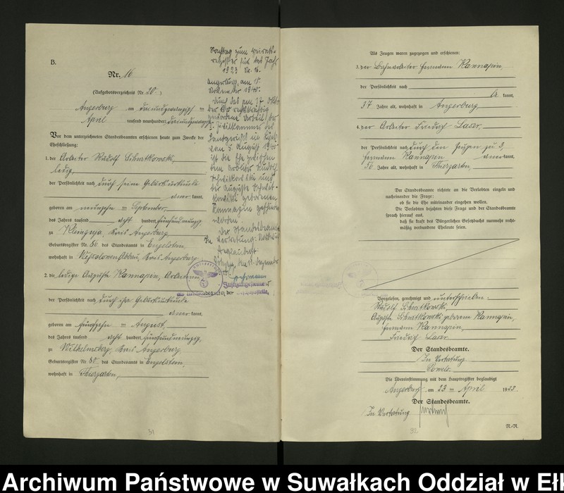 image.from.unit.number "[Heirats - Register (Neben - Register) Standesamt Angerburg einschl. der Bezirke, Gr. Strengeln, Prinowen und Kehlen Kreis Angerburg]"