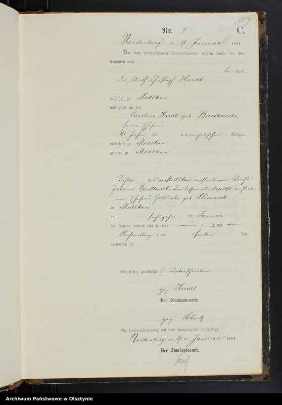 image.from.unit.number "Sterbe-Neben-Register Nr 1 - 71"